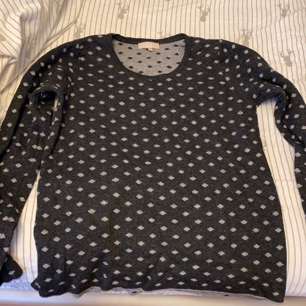 Dark gray and black polka dot sweater